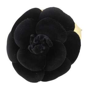Chanel Camellia Brooch Velvet Black #229065C55B